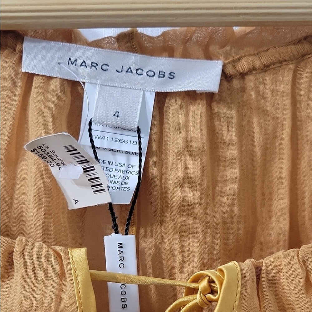 MARC JACOBS Women’s Yellow Ruffled Silk Blouse Size 4 - Picture 8 of 8